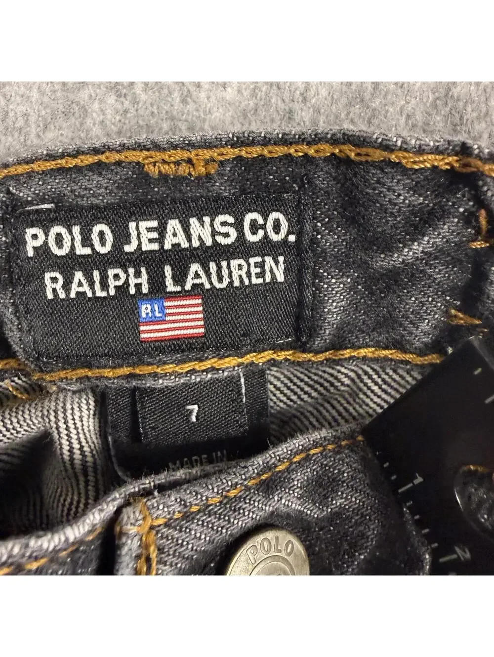 Polo Ralph Lauren Black Denim Jeans Distressed Straight Leg 7